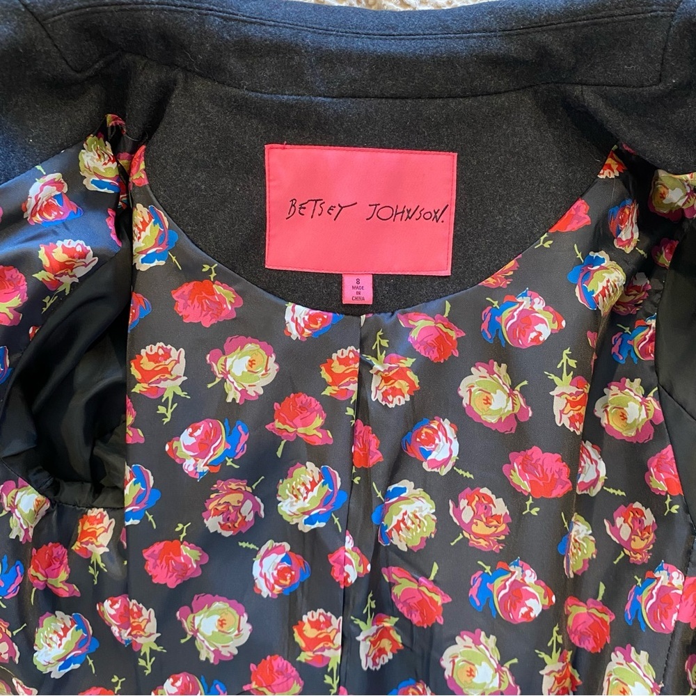 Betsey Johnson Wool Longline Coat In Dark Grey Size 8 - Picture 12 of 12